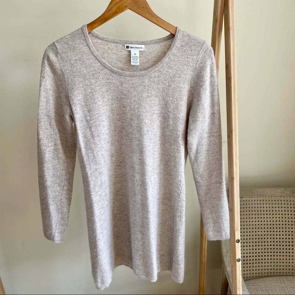 Longline Crewneck Sweater in Heathered Beige - M